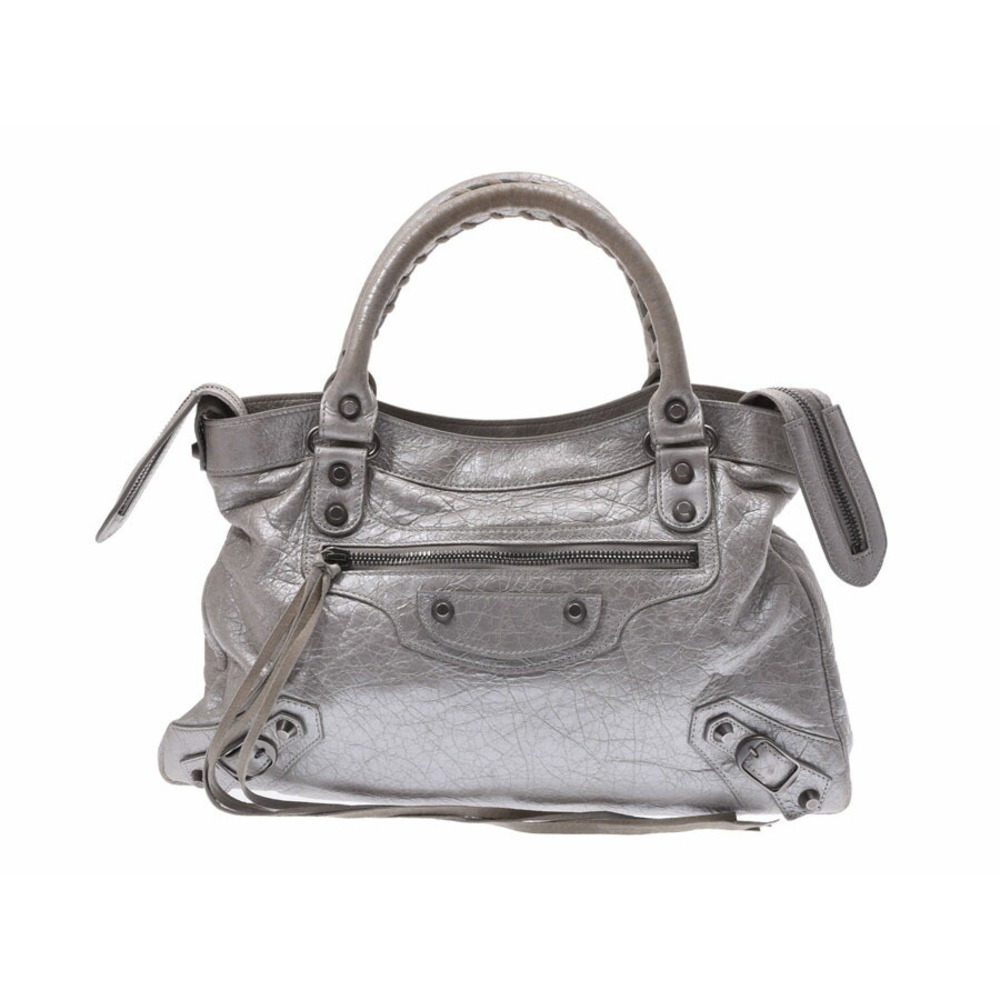 Balenciaga The Town Silver Leather Handbag